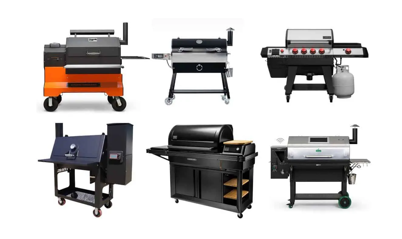 several pellet grills and smokers