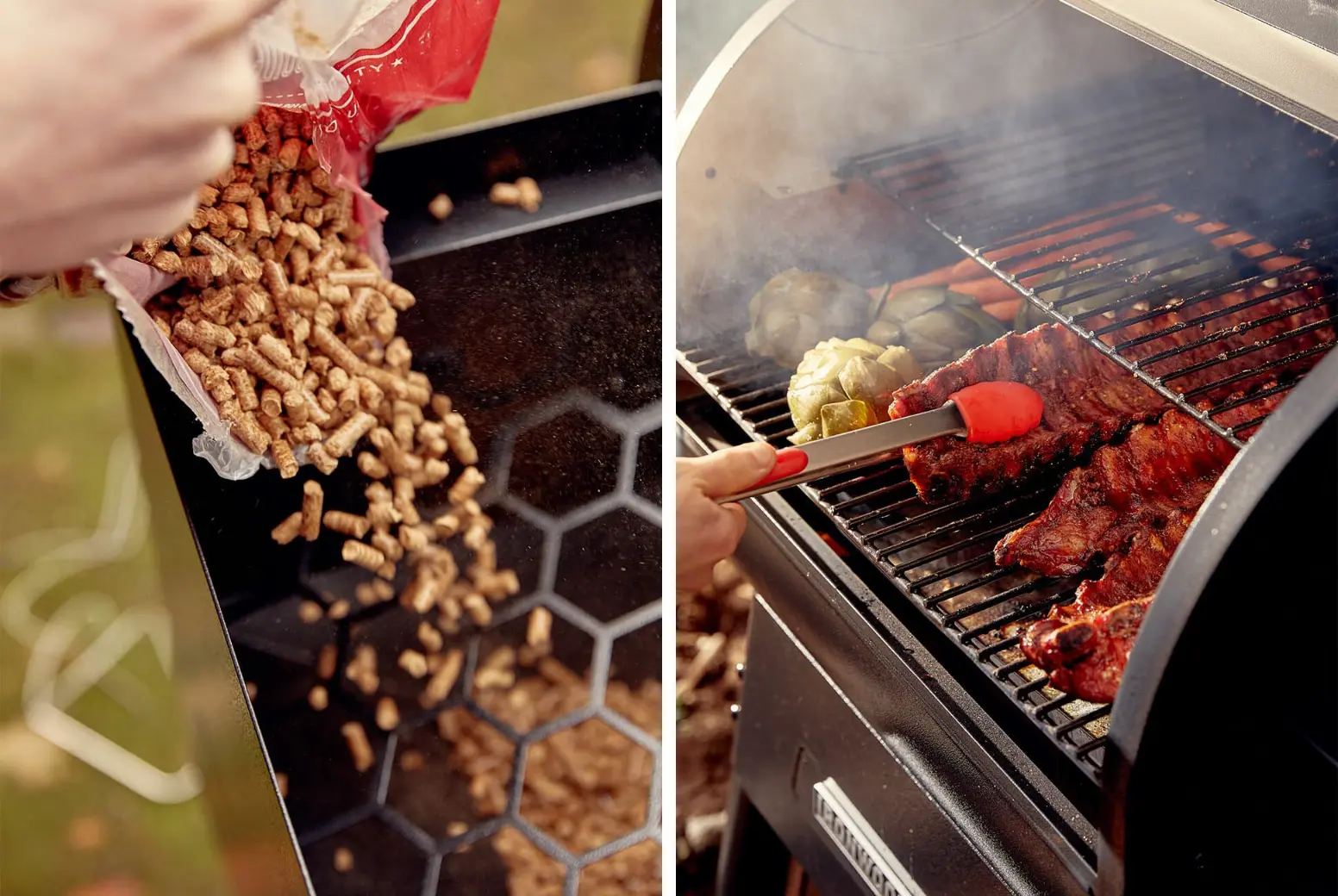 put in pellets then grilling